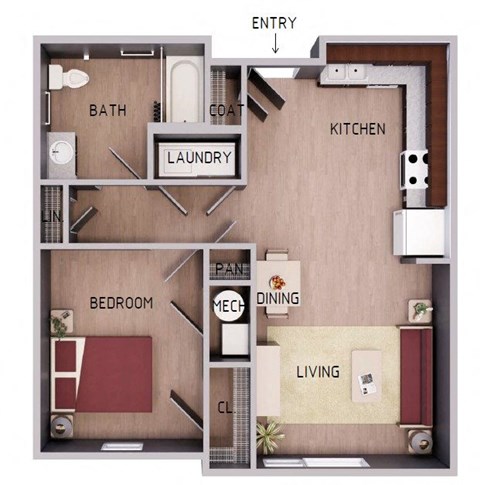 the floor plan of a small room with a bathroom and a kitchen